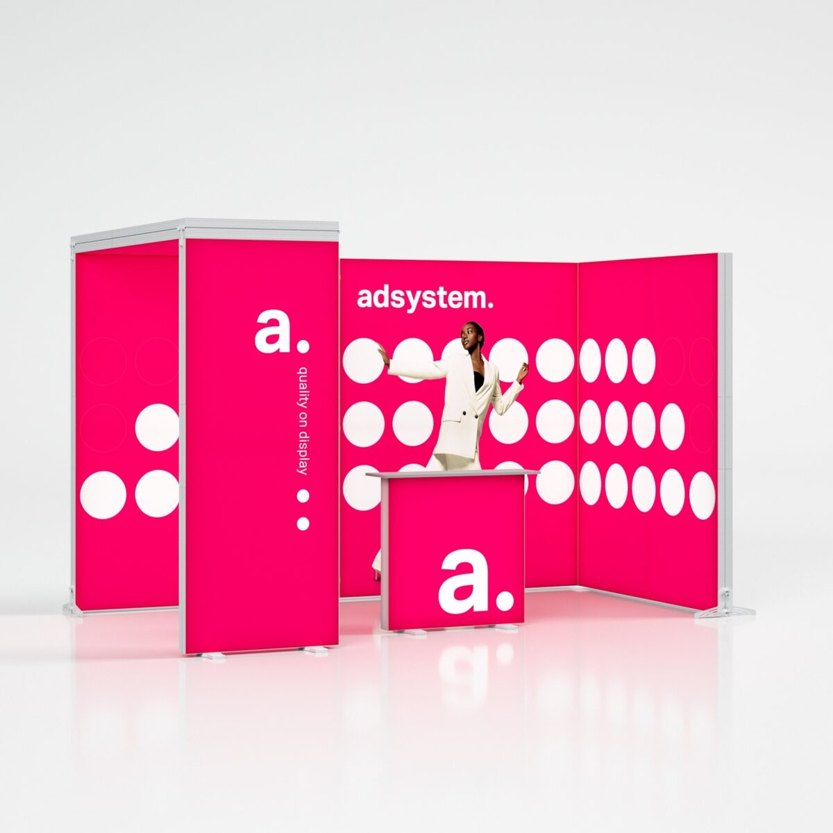 adFrame Smart messestand med vegger og disk